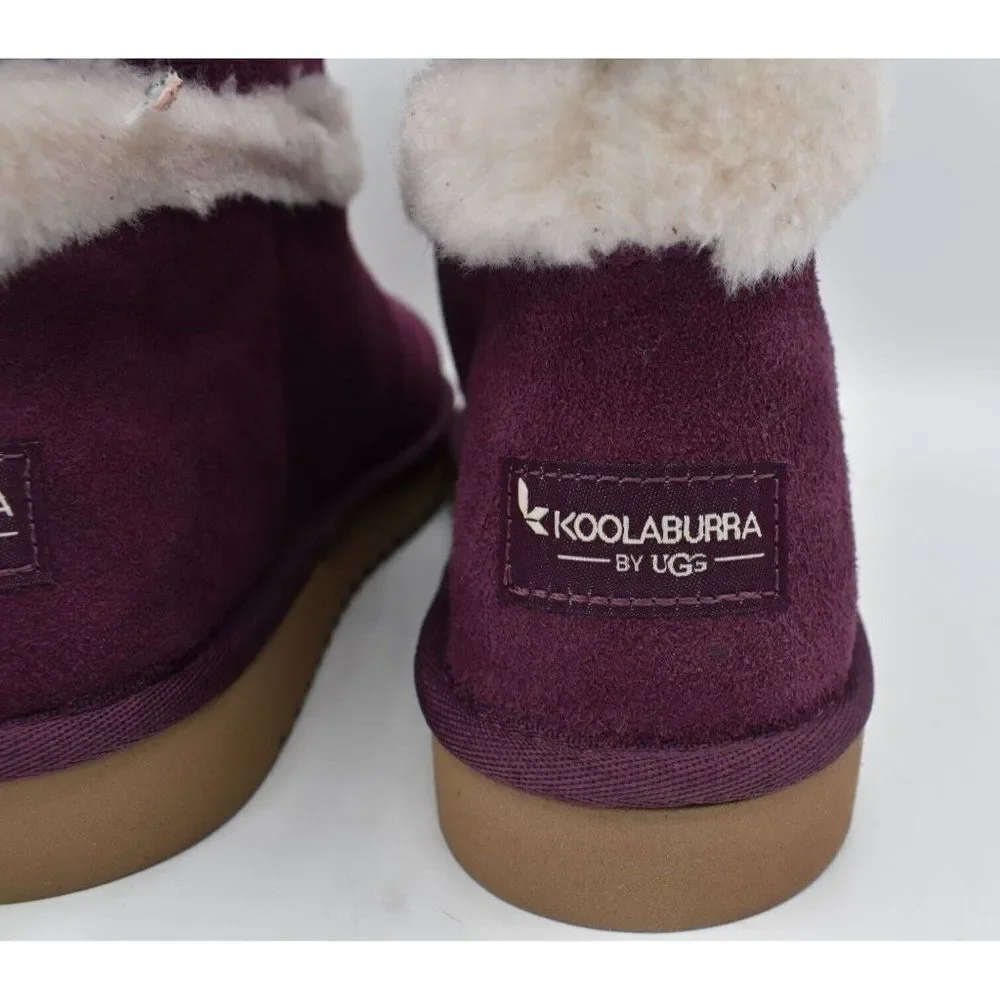 Koolaburra Womens Size 7 Barlee Plum Purple Suede Mini Boots Booties‎ Shoes